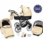 Baby-Sportive-Allivio-Sistema-de-viaje-3-en-1-silla-de-paseo-carrito-con-capazo-y-silla-de-coche-RUEDAS-GIRATORIAS-y-accesorios-color-crema-0